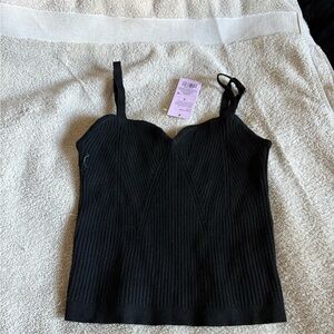 Black Ribbed Women's Top